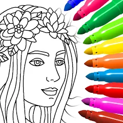 Скачать взлом Coloring for girls and women  [МОД Mega Pack] - последняя версия apk на Андроид