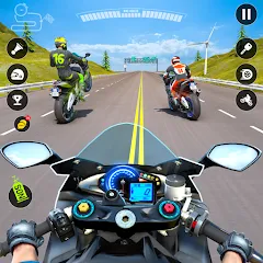 Скачать взломанную Moto Traffic Bike Race Game 3d (Мото Трафик Байк Рейс Гейм 3д)  [МОД Menu] - стабильная версия apk на Андроид