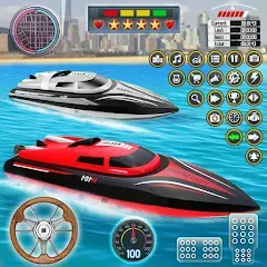 Взломанная Speed Boat Racing: Boat games  [МОД Unlocked] - полная версия apk на Андроид