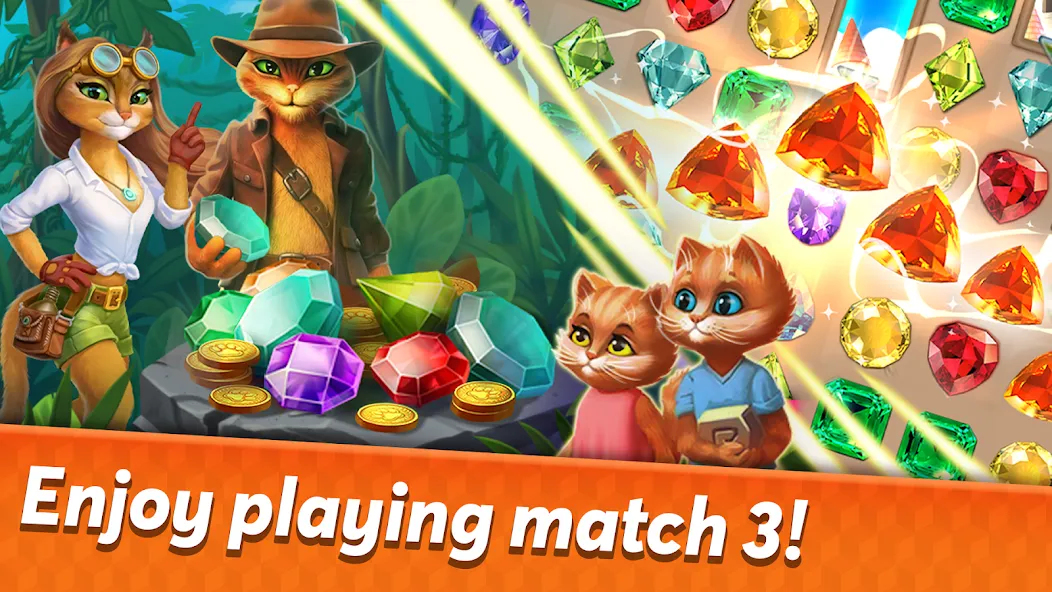 Indy Cat 2: Match 3 game  [МОД Много монет] Screenshot 1