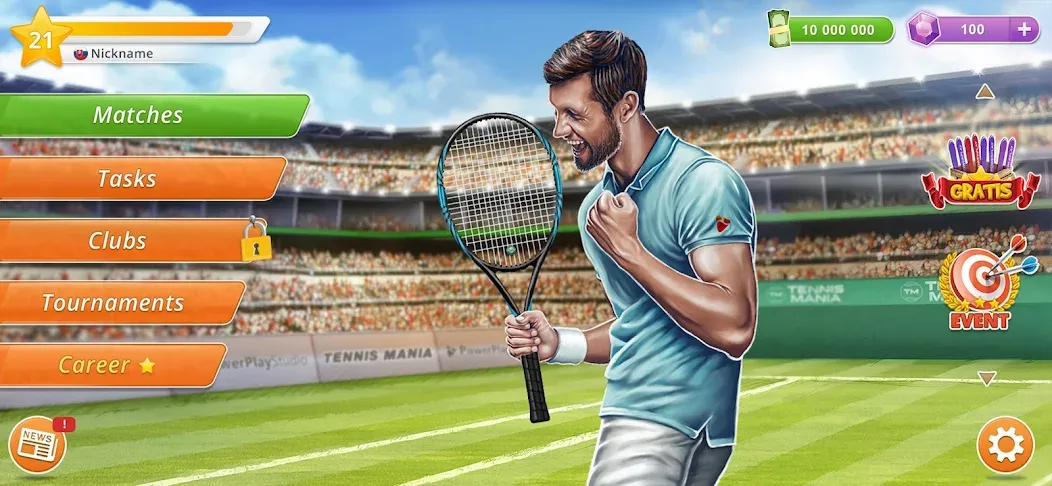 Tennis Mania Mobile (Теннис Мания Мобайл)  [МОД Много денег] Screenshot 2